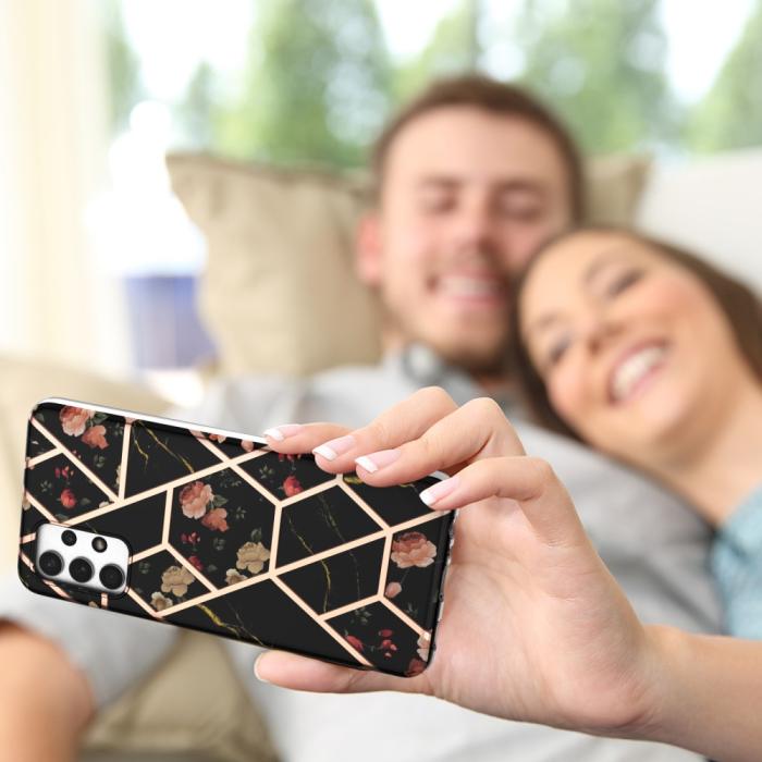 Bild 5,  Samsung Galaxy A23 5G Skal Marmor Black Flowers - Teknikhallen.se