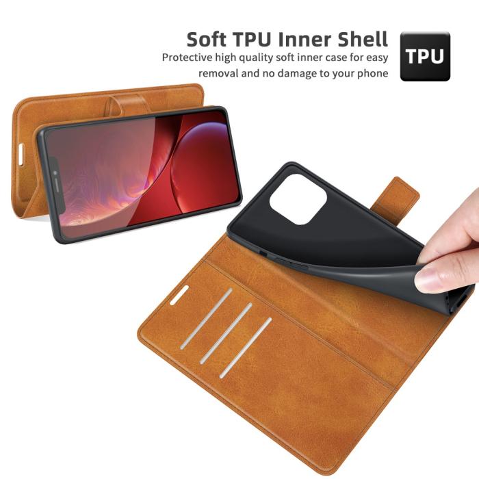 Bild 5,  iPhone 13 Pro Max - Solid Slim Läder Fodral - Brun - Teknikhallen.se