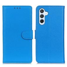  Samsung Galaxy S23 FE Fodral Litchi L&auml;der Bl&aring; - Teknikhallen.se