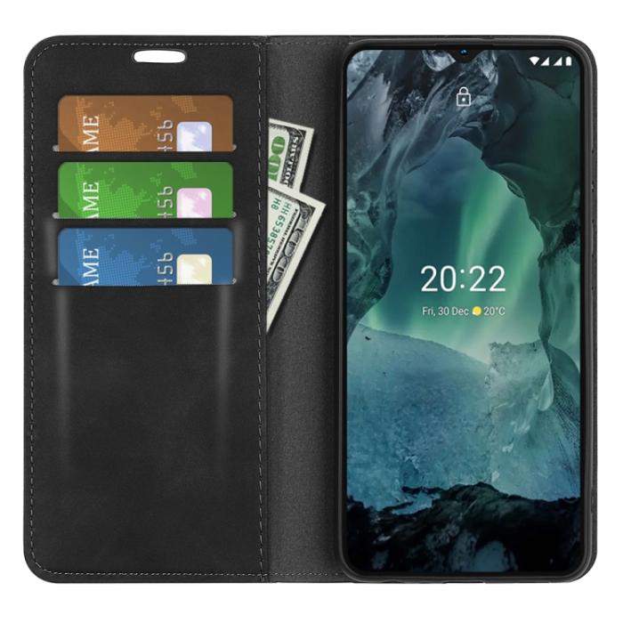 Bild 5,  Nokia G11 / G21 Fodral Flip Skin Touch Svart - Teknikhallen.se