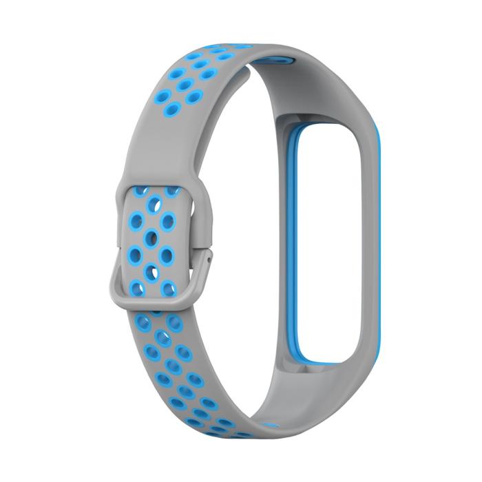 Bild 3,  Samsung Galaxy Fit 2 SM-R220 Armband Ihåligt Silikon Grå/Blå - Teknikhallen.se