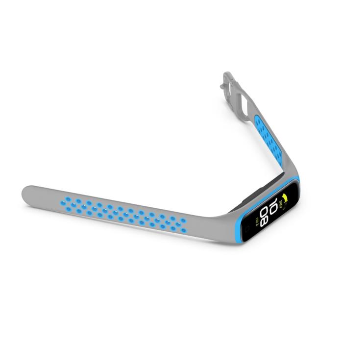 Bild 5,  Samsung Galaxy Fit 2 SM-R220 Armband Ihåligt Silikon Grå/Blå - Teknikhallen.se