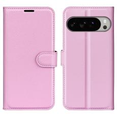  Google Pixel 10 Pro XL Fodral Litchi L&auml;der Ljus Rosa - Teknikhallen.se