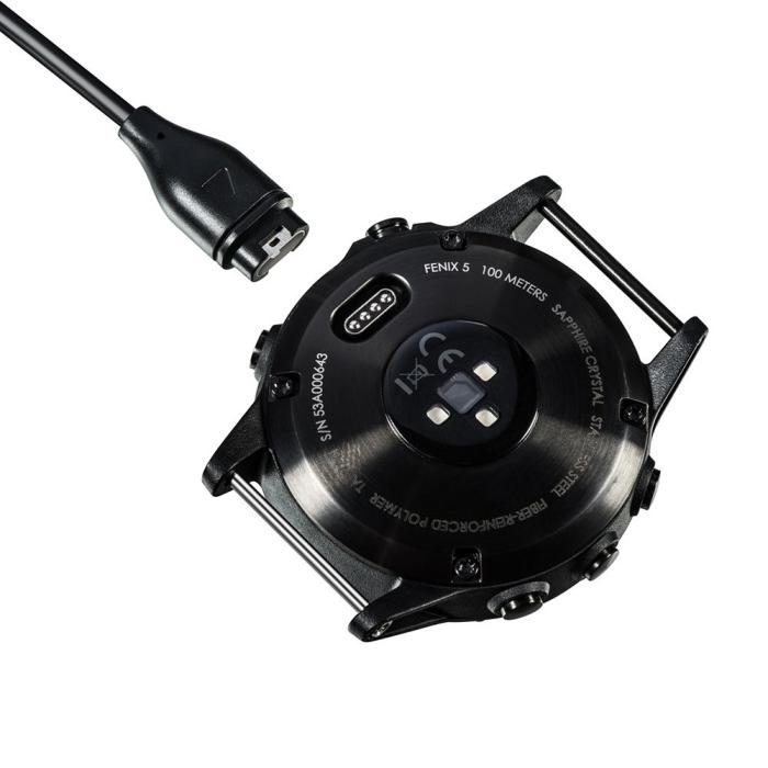 Bild 5,  1 m Garmin Fenix Smartwatch USB-A Laddare Svart - Teknikhallen.se