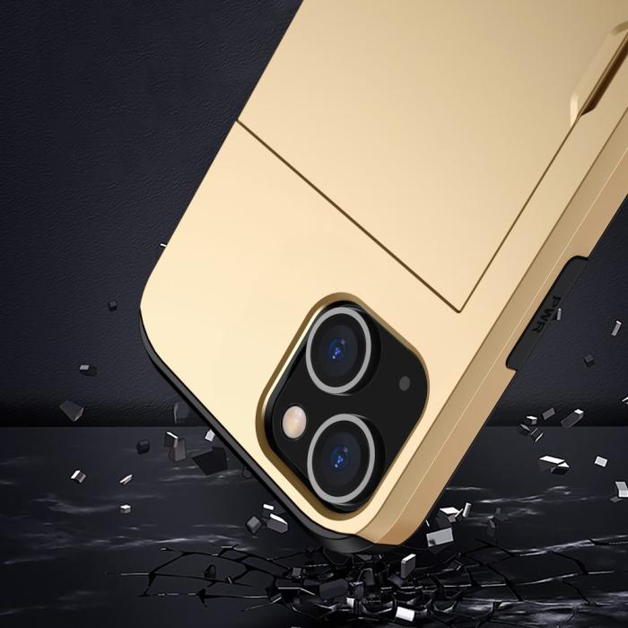 Bild 6,  iPhone 15 Plus Skal Hybrid Med Kortfack Guld - Teknikhallen.se