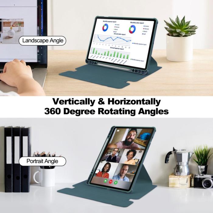Bild 4,  Galaxy Tab S9 Plus Fodral 360° Rotation Hybrid Svartgrön - Teknikhallen.se