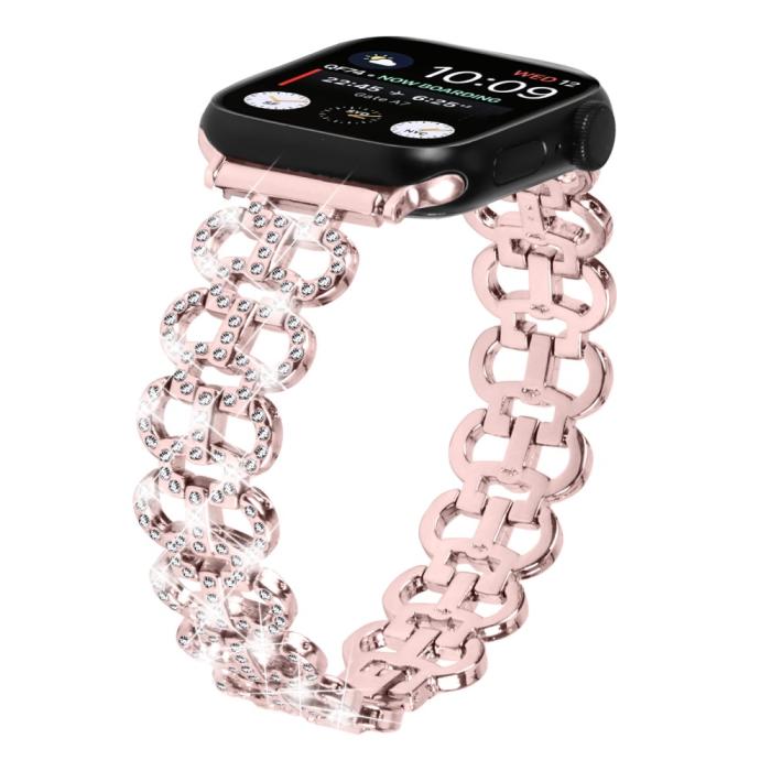 Bild 2,  Apple Watch 42/44/45/46/49 mm Metal Bling Armband Roséguld - Teknikhallen.se
