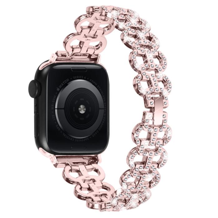 Bild 3,  Apple Watch 42/44/45/46/49 mm Metal Bling Armband Roséguld - Teknikhallen.se