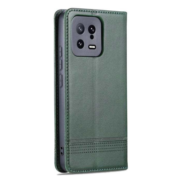 Bild 3, AZNS AZNS Xiaomi 13 5G Fodral Flip Läder Mörk Grön - Teknikhallen.se