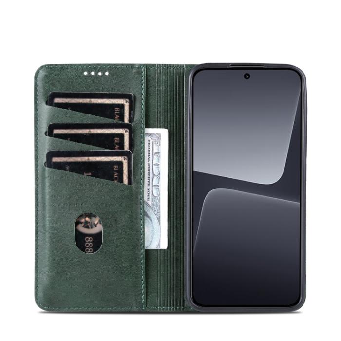 Bild 4, AZNS AZNS Xiaomi 13 5G Fodral Flip Läder Mörk Grön - Teknikhallen.se