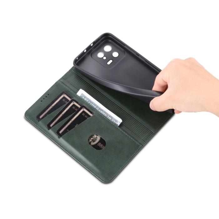 Bild 6, AZNS AZNS Xiaomi 13 5G Fodral Flip Läder Mörk Grön - Teknikhallen.se