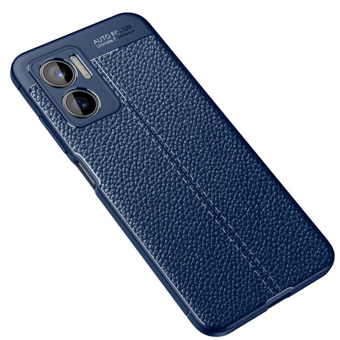 Bild 2,  Xiaomi Redmi 10 5G Skal Litchi Textur Blå - Teknikhallen.se
