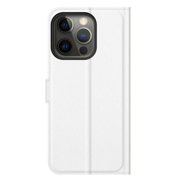 Bild 6,  iPhone 13 Pro Max - Litchi Slim Läder Fodral - Vit - Teknikhallen.se