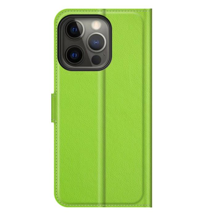 Bild 6,  iPhone 13 Pro Max - Litchi Slim Läder Fodral - Grön - Teknikhallen.se