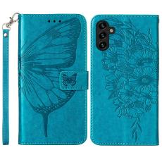  Samsung Galaxy A54 5G Fodral Med Fj&auml;ril Tryck Bl&aring; - Teknikhallen.se
