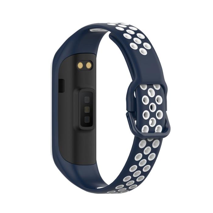 Bild 2,  Samsung Galaxy Fit 2 SM-R220 Armband Ihåligt Silikon Mörk Blå/Vit - Teknikhallen.se