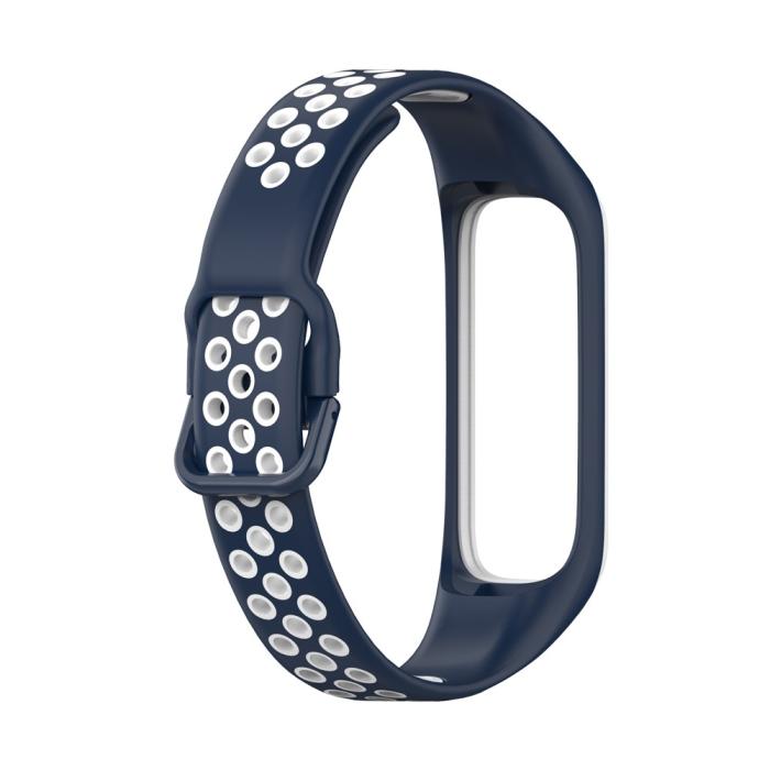 Bild 3,  Samsung Galaxy Fit 2 SM-R220 Armband Ihåligt Silikon Mörk Blå/Vit - Teknikhallen.se
