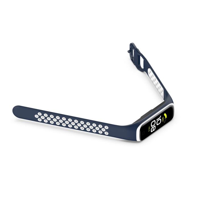 Bild 5,  Samsung Galaxy Fit 2 SM-R220 Armband Ihåligt Silikon Mörk Blå/Vit - Teknikhallen.se
