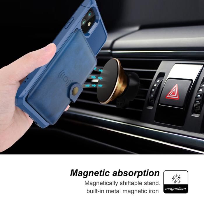 Bild 5,  iPhone 12 / 12 Pro - Skal Med Magnetiskt Plånbok - Blå - Teknikhallen.se