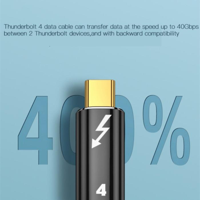 Bild 5,  Thunderbolt 4 Kabel 50cm USB-C 100W 8K 60Hz PD Svart - Teknikhallen.se