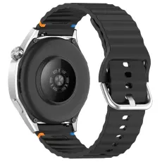  Klockarmband 22 mm Silikon Wave Design Svart - Teknikhallen.se