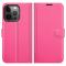  iPhone 13 Pro Max - Litchi Slim Läder Fodral - Rosa - Teknikhallen.se