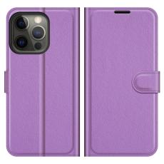  iPhone 13 Pro Max - Litchi Slim L&auml;der Fodral - Lila - Teknikhallen.se