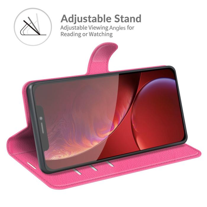 Bild 2,  iPhone 13 Pro Max - Litchi Slim Läder Fodral - Rosa - Teknikhallen.se