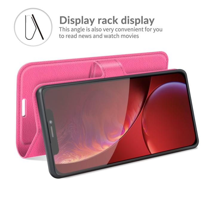 Bild 3,  iPhone 13 Pro Max - Litchi Slim Läder Fodral - Rosa - Teknikhallen.se