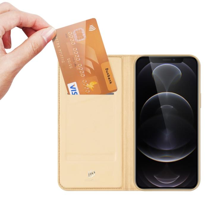 Bild 4, DUX DUCIS iPhone 13 Pro Max - DUX DUCIS Skin Pro Läder Fodral - Guld - Teknikhallen.se