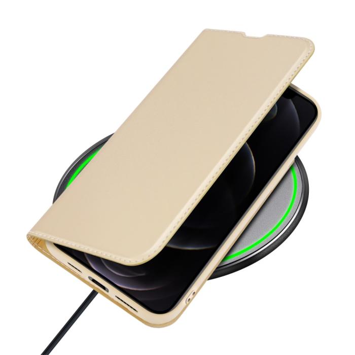 Bild 6, DUX DUCIS iPhone 13 Pro Max - DUX DUCIS Skin Pro Läder Fodral - Guld - Teknikhallen.se