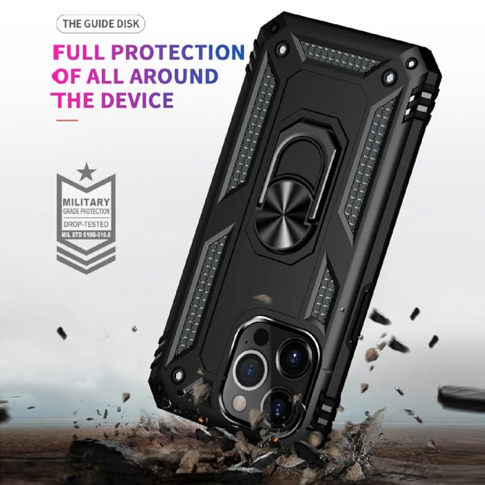 Bild 4,  iPhone 13 Pro Max - Shockproof Hybrid Armor Ring Skal - Svart - Teknikhallen.se