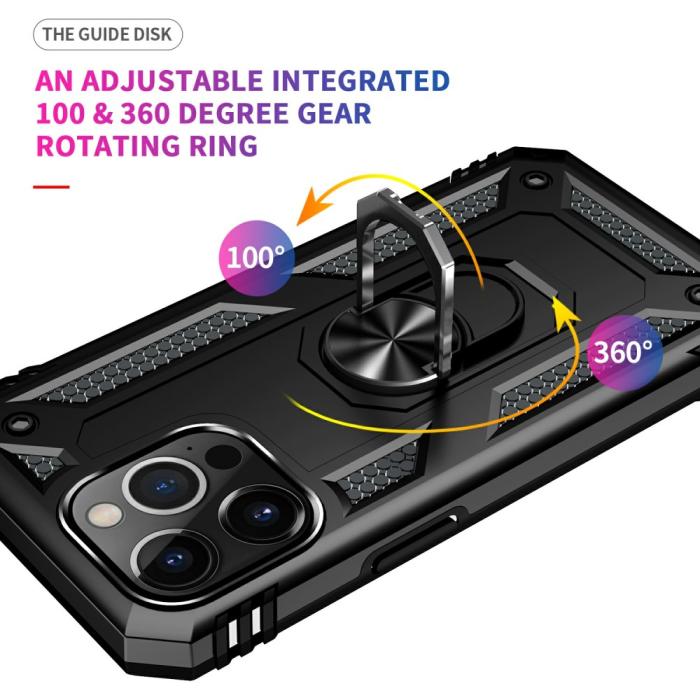 Bild 5,  iPhone 13 Pro Max - Shockproof Hybrid Armor Ring Skal - Svart - Teknikhallen.se