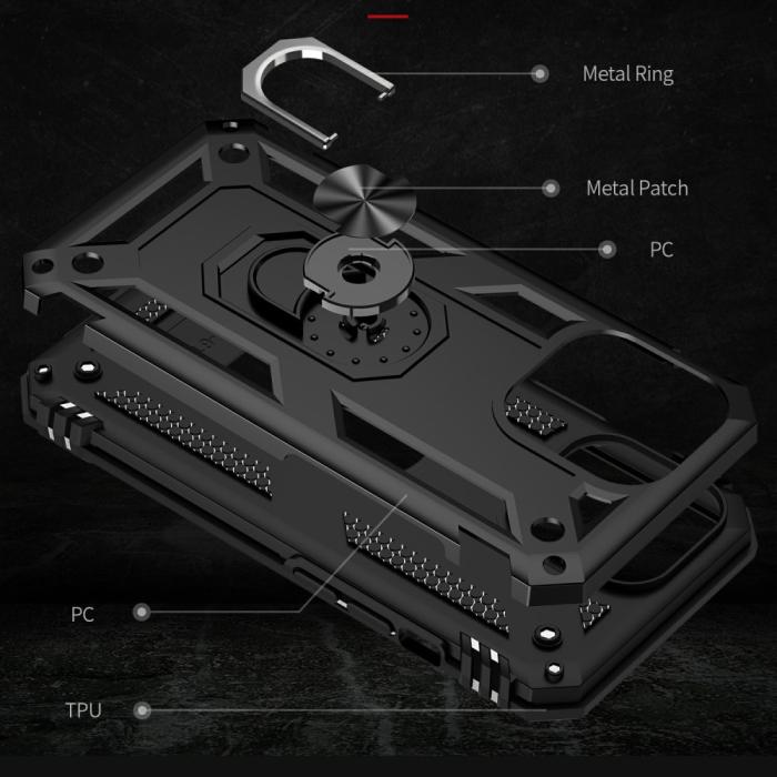 Bild 6,  iPhone 13 Pro Max - Shockproof Hybrid Armor Ring Skal - Svart - Teknikhallen.se