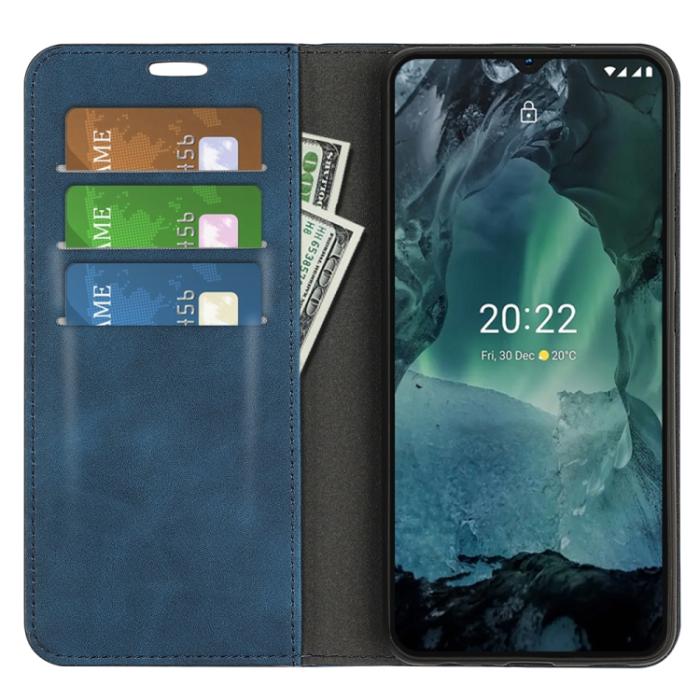 Bild 5,  Nokia G11 / G21 Fodral Flip Skin Touch Blå - Teknikhallen.se