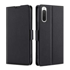  Sony Xperia 10 IV Fodral Slim L&auml;der Svart - Teknikhallen.se