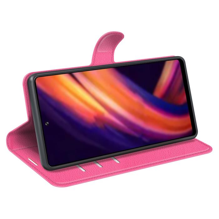 Bild 6,  Motorola Edge 30 Pro Fodral Litchi Textur Rosa - Teknikhallen.se