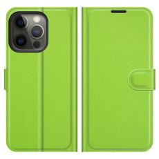  iPhone 13 Pro - Litchi L&auml;der Fodral - Gr&ouml;n - Teknikhallen.se