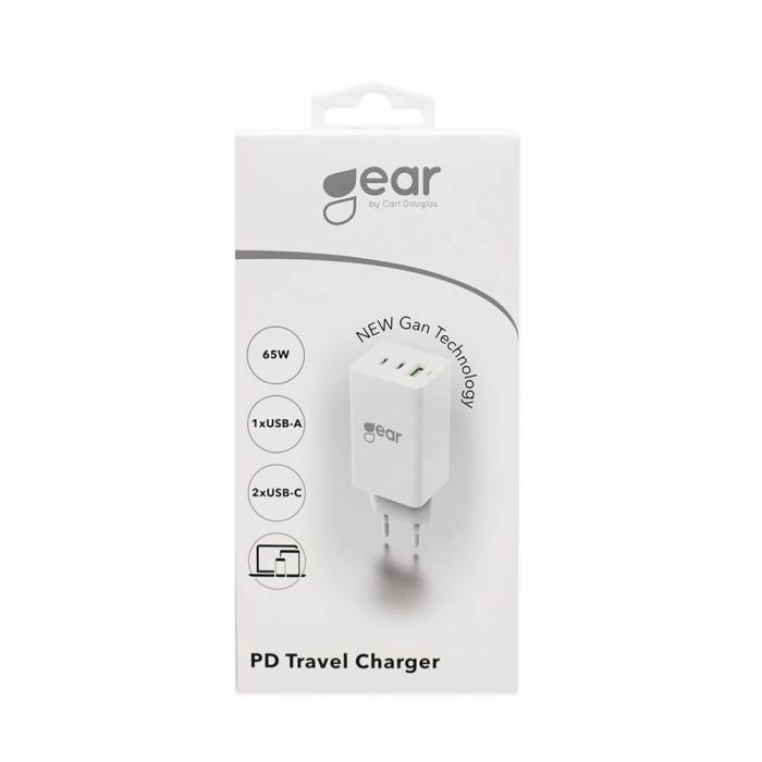 Bild 2, Gear GEAR Väggladdare GaN PD 65W 2xUSB-C - 1xUSB-A Vit - Teknikhallen.se