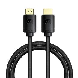 BASEUS Baseus 1.5m 8K HD 60Hz HDMI - HDMI Guldpläterad Nylon Kabel Svart - Teknikhallen.se