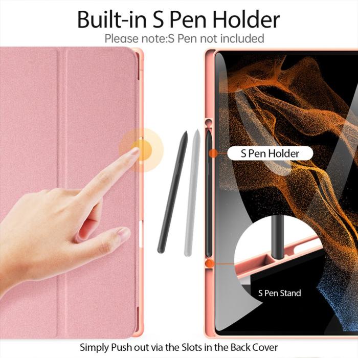 Bild 3, DUX DUCIS DUX DUCIS Galaxy Tab S9 Ultra DOMO Fodral Tri-Fold Rosa - Teknikhallen.se
