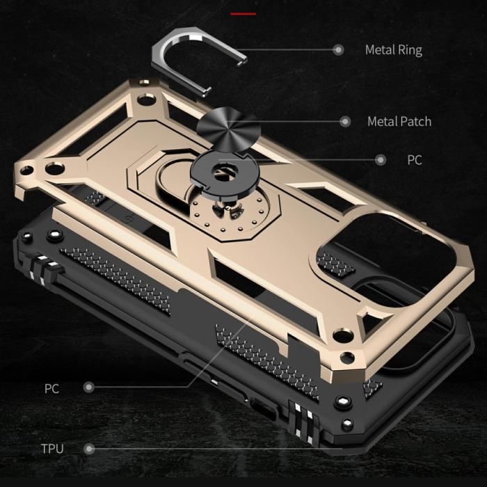 Bild 6,  iPhone 13 Pro Max - Shockproof Hybrid Armor Ring Skal - Guld - Teknikhallen.se