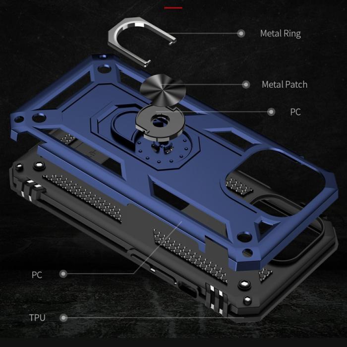 Bild 6,  iPhone 13 Pro Max - Shockproof Hybrid Armor Ring Skal - Blå - Teknikhallen.se