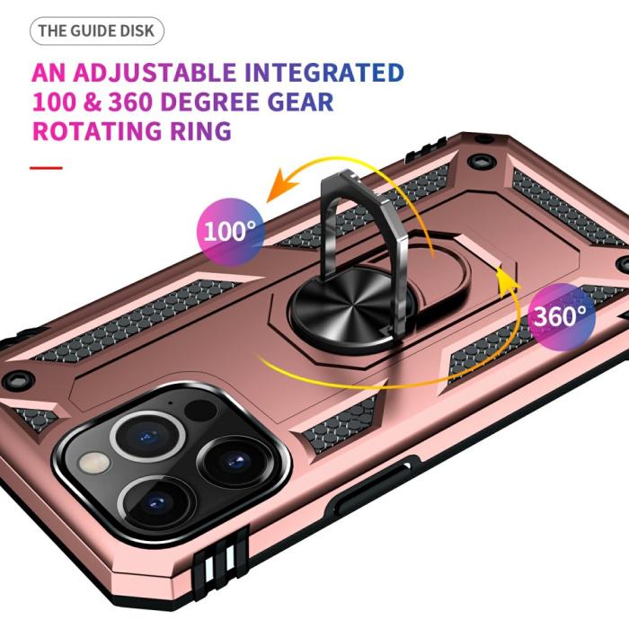 Bild 5,  iPhone 13 Pro Max - Shockproof Hybrid Armor Ring Skal - Roséguld - Teknikhallen.se