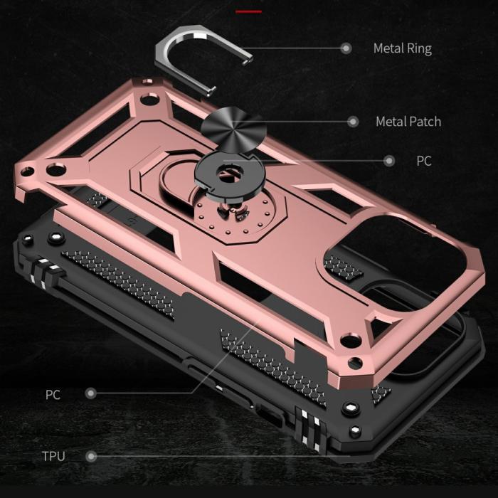 Bild 6,  iPhone 13 Pro Max - Shockproof Hybrid Armor Ring Skal - Roséguld - Teknikhallen.se
