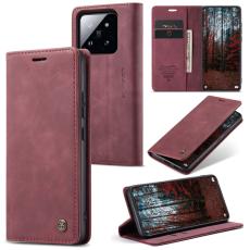 CASEME CASEME Xiaomi 14 Fodral Flip L&auml;der R&ouml;d - Teknikhallen.se