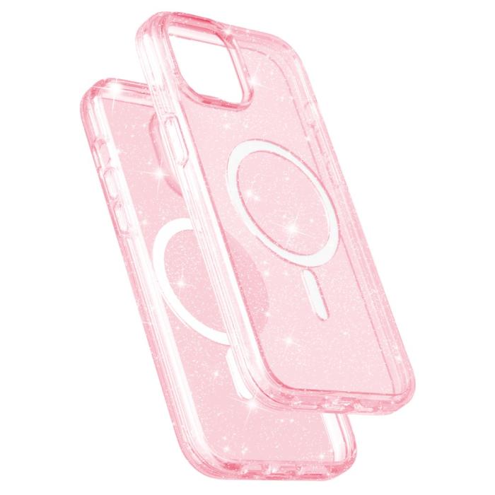 Bild 4,  iPhone 15 Skal MagSafe Hybrid Glitter Rosa - Teknikhallen.se