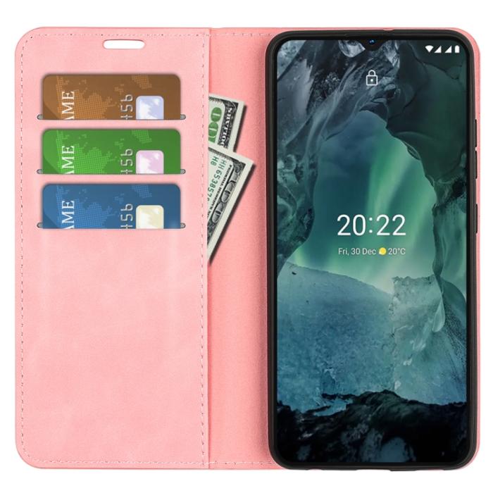 Bild 5,  Nokia G11 / G21 Fodral Flip Skin Touch Rosa - Teknikhallen.se