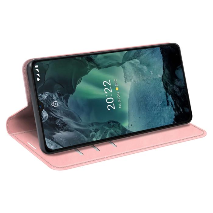 Bild 6,  Nokia G11 / G21 Fodral Flip Skin Touch Rosa - Teknikhallen.se