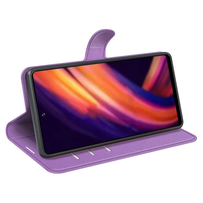 Bild 6,  Motorola Edge 30 Pro Fodral Litchi Textur Lila - Teknikhallen.se